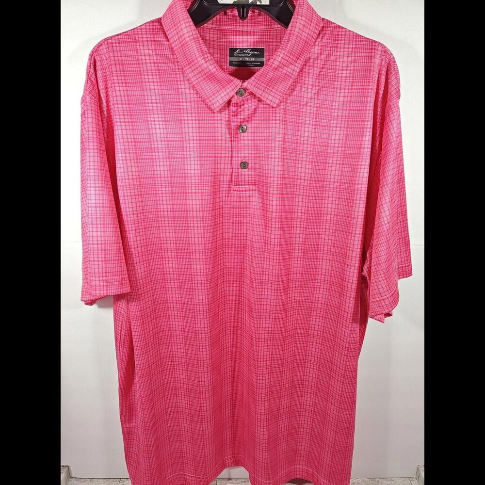 Ben Hogan Performance Stretch Polo Men's Size X-Large Pink White Grid New